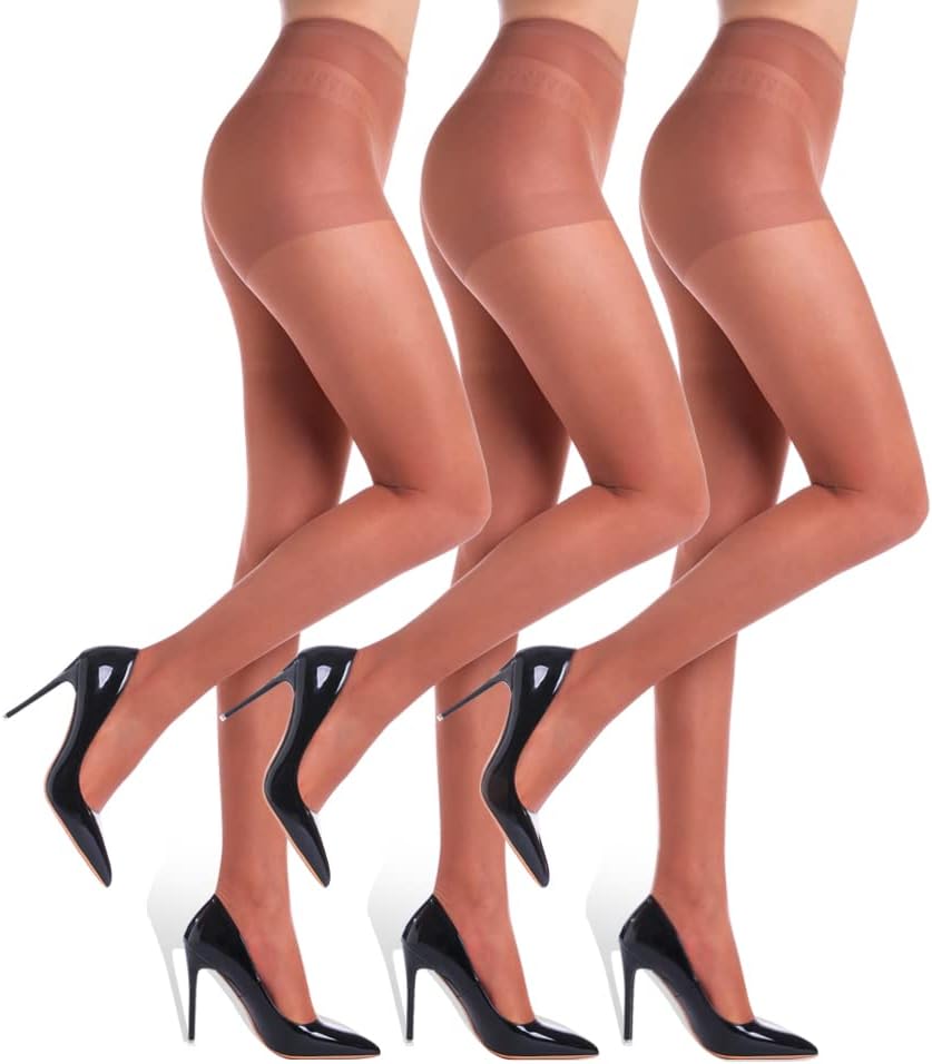 510Op-dawL._AC_SL1000_ G&Y 3 Pairs Women';s Sheer Tights - 20D Control Top Pantyhose with Reinforced Toes - Image 1