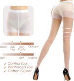 G&Y 3 Pairs Women';s Sheer Tights - 20D Control Top Pantyhose with Reinforced Toes - Image 3
