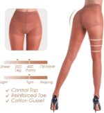 G&Y 3 Pairs Women';s Sheer Tights - 20D Control Top Pantyhose with Reinforced Toes - Image 3