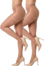 Silkies Women';s Control Top Pantyhose with Run Resistant, Light Support Legs (2 Pair Pack)