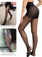 Jamieya 2 Pairs Black Sheer Tights for Women, 20D Control Top Pantyhose Stockings Tummy Control Under Dress - Image 4