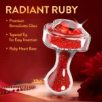 Oh My Gem | Lustre Glass Anal Plug With Ruby Heart Red - Image 2